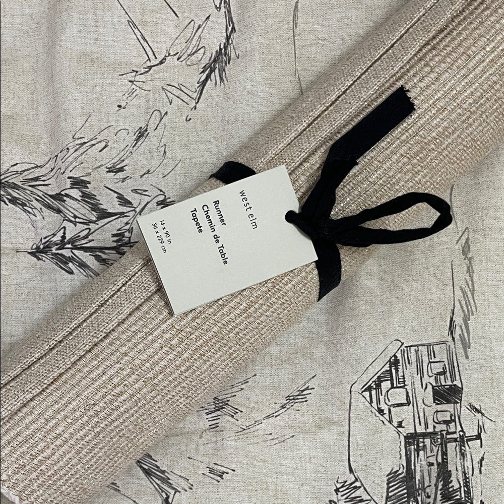 Riviera Cotton Table Runner 14x90 in Natural & Champagne - NEW - Picture 2 of 7